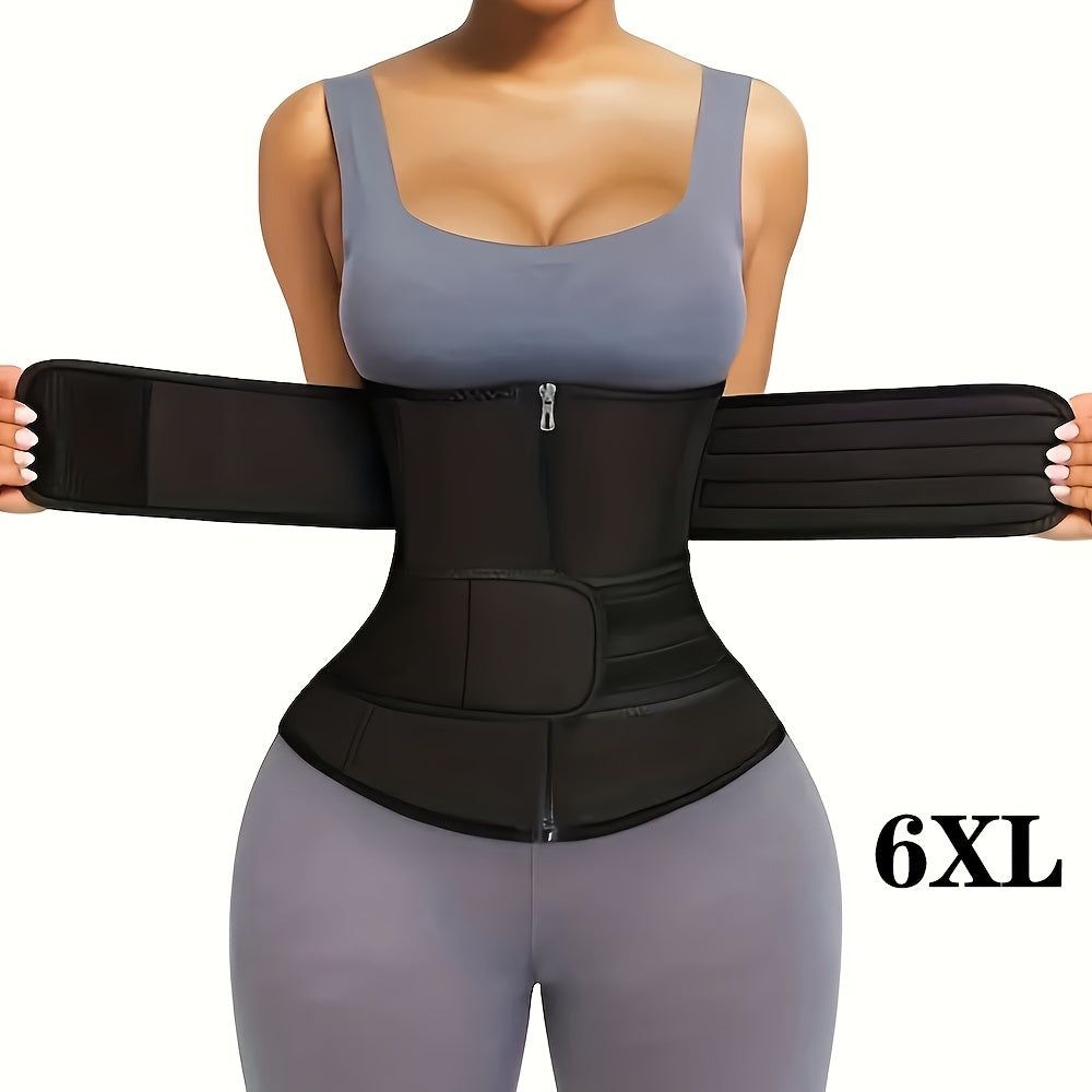 Zipper Waist Trainer with Double Belt