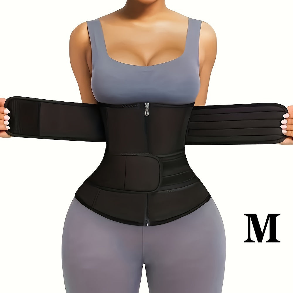 Zipper Waist Trainer with Double Belt