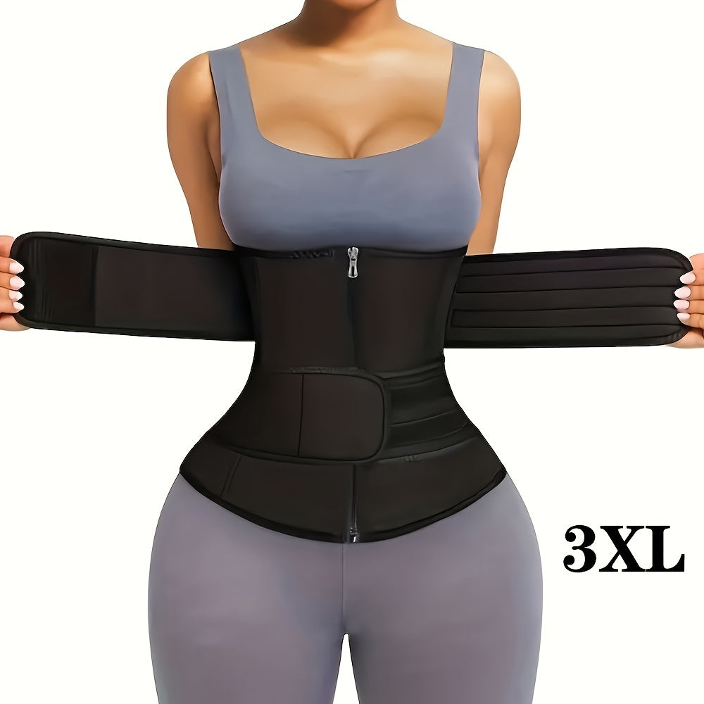 Zipper Waist Trainer with Double Belt