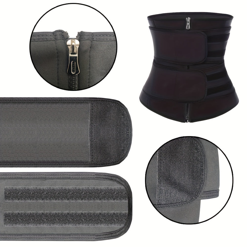 Zipper Waist Trainer with Double Belt