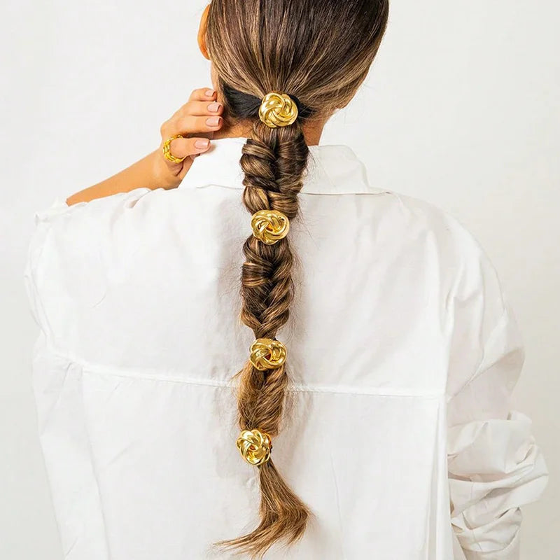 4-Piece Elegant Gold Accent Hair Ties
