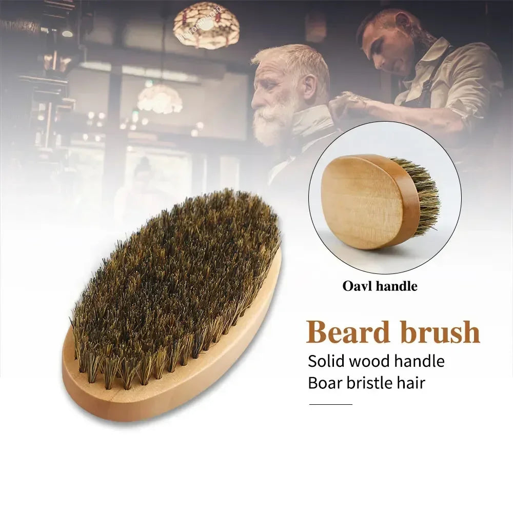Boar Bristle Beard Brush & Comb Set