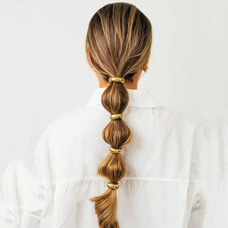 4-Piece Elegant Gold Accent Hair Ties