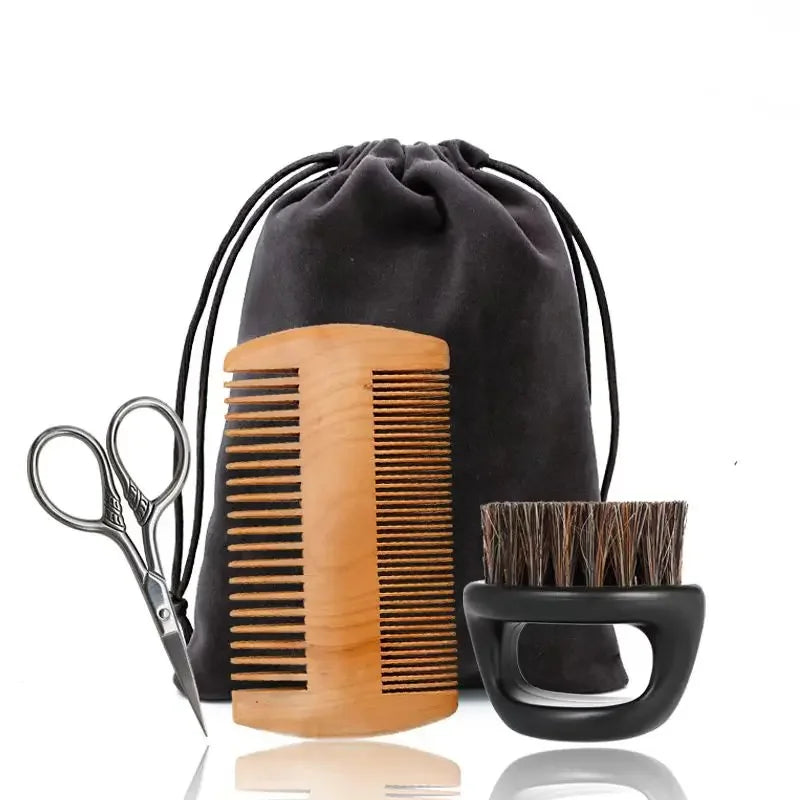 Boar Bristle Beard Brush & Comb Set