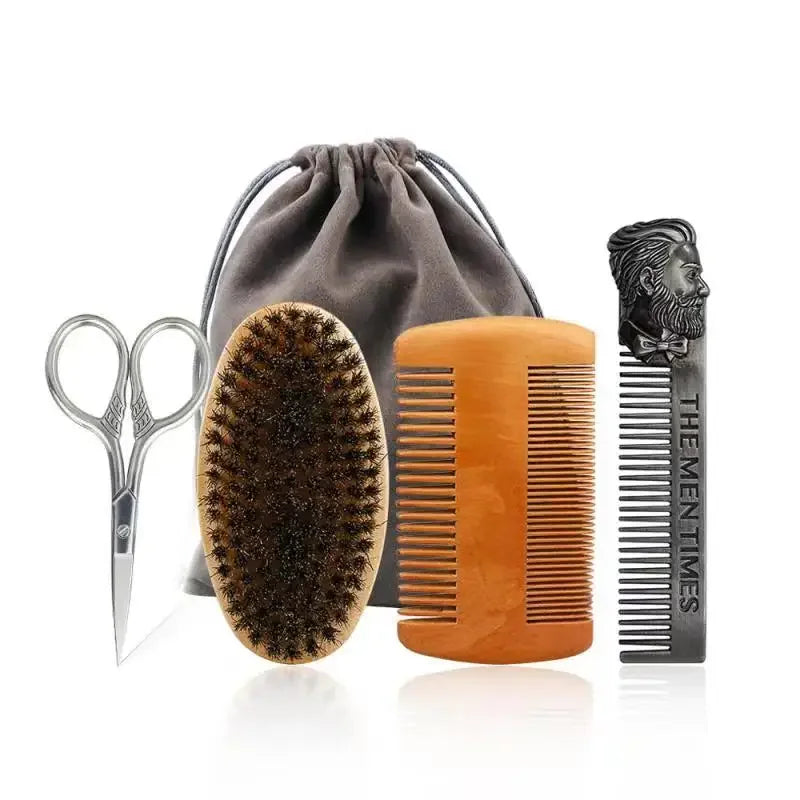 Boar Bristle Beard Brush & Comb Set