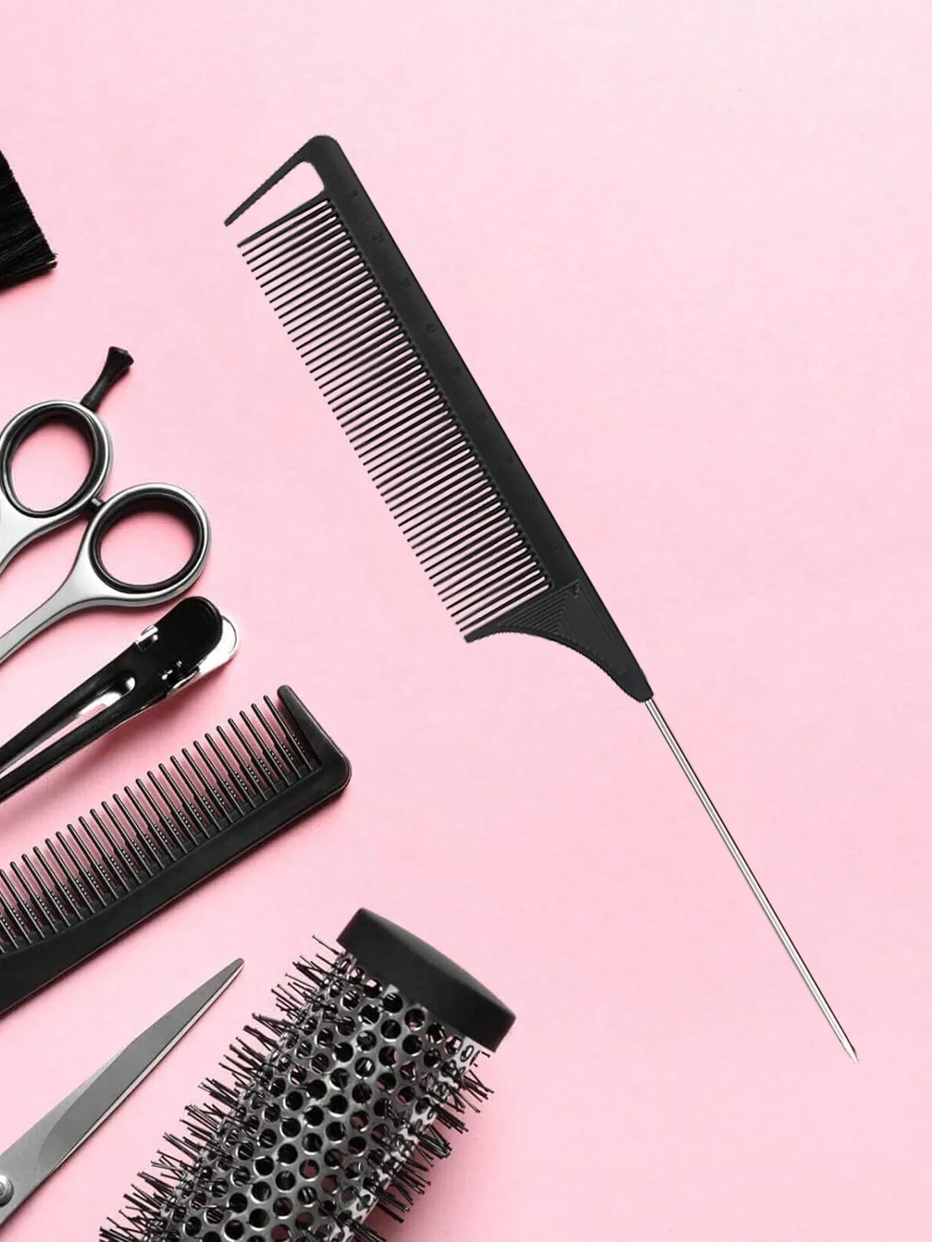 Professional Rat Tail Comb with Stainless Steel Pointed Handle